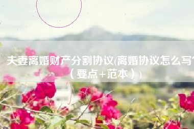 夫妻离婚财产分割协议(离婚协议怎么写？（要点+范本）)