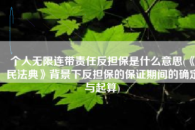 个人无限连带责任反担保是什么意思(《民法典》背景下反担保的保证期间的确定与起算)