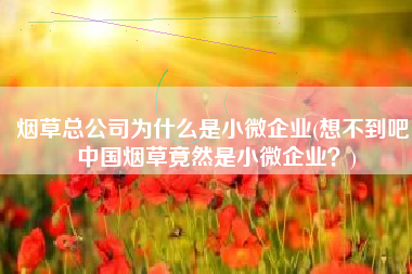 烟草总公司为什么是小微企业(想不到吧！中国烟草竟然是小微企业？)