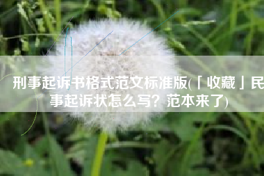 刑事起诉书格式范文标准版(「收藏」民事起诉状怎么写？范本来了)