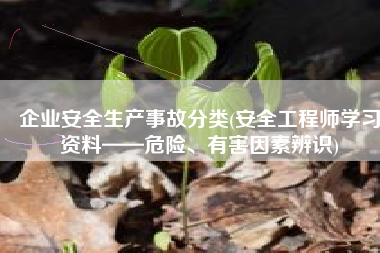 企业安全生产事故分类(安全工程师学习资料——危险、有害因素辨识)