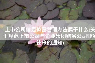 上市公司信息披露管理办法属于什么(关于规范上市公司与企业集团财务公司业务往来的通知)