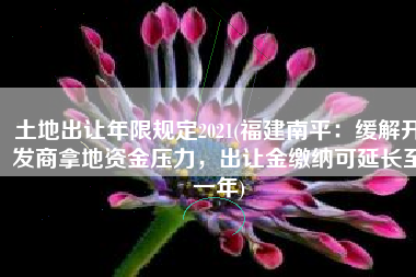 土地出让年限规定2021(福建南平：缓解开发商拿地资金压力，出让金缴纳可延长至一年)