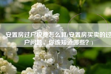 安置房过户税费怎么算(安置房买卖的过户问题，你该知道哪些？)
