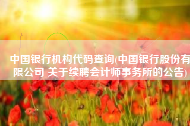 中国银行机构代码查询(中国银行股份有限公司 关于续聘会计师事务所的公告)