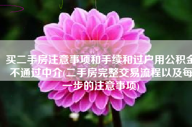 买二手房注意事项和手续和过户用公积金不通过中介(二手房完整交易流程以及每一步的注意事项)