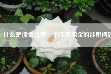 什么是佣金合同(15个涉及佣金的涉税问题)