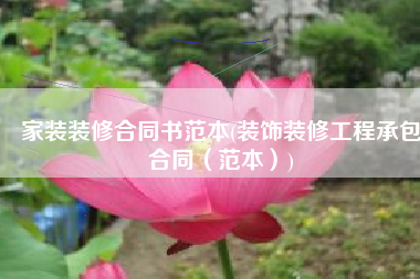 家装装修合同书范本(装饰装修工程承包合同（范本）)