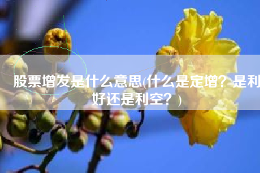 股票增发是什么意思(什么是定增？是利好还是利空？)