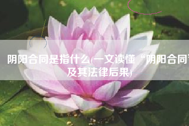 阴阳合同是指什么(一文读懂“阴阳合同”及其法律后果)