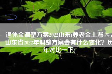 退休金调整方案2022山东(养老金上涨4%，山东省2022年调整方案会有什么变化？历年对比一下)