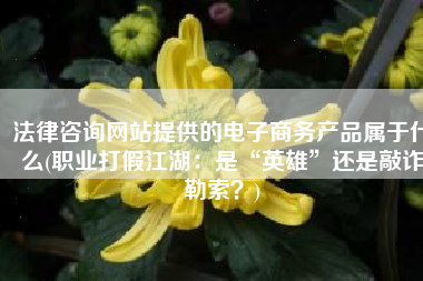 法律咨询网站提供的电子商务产品属于什么(职业打假江湖：是“英雄”还是敲诈勒索？)