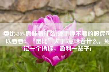 委比-30%意味着什么(晚上睡不着的股民可以看看：“量比”大于5意味着什么，死记一个指标，盈利一辈子)
