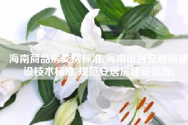 海南商品房交房标准(海南出台安居房建设技术标准 规范安居房建设流程)