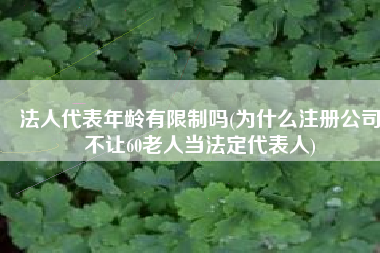法人代表年龄有限制吗(为什么注册公司不让60老人当法定代表人)
