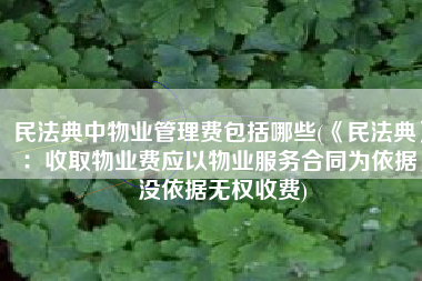民法典中物业管理费包括哪些(《民法典》：收取物业费应以物业服务合同为依据，没依据无权收费)