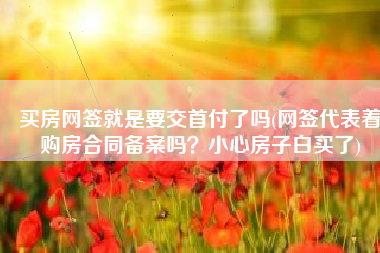 买房网签就是要交首付了吗(网签代表着购房合同备案吗？小心房子白买了)