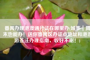 番禺办理港澳通行证在哪里办(城事｜周末也能办！送你番禺区办证点地址和港澳游签注办理指南，收好不谢！)