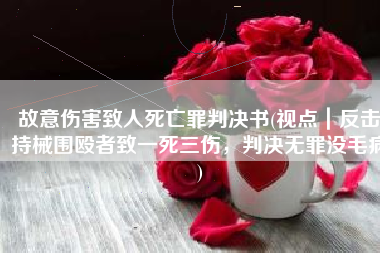 故意伤害致人死亡罪判决书(视点｜反击持械围殴者致一死三伤，判决无罪没毛病)