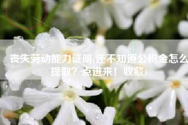 丧失劳动能力证明(还不知道公积金怎么提取？点进来！收藏)