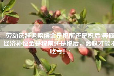 劳动法辞退赔偿金是税前还是税后(弄懂经济补偿金是税前还是税后，离职才能不吃亏！)
