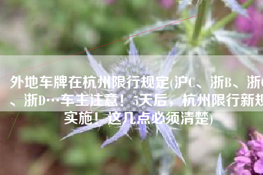 外地车牌在杭州限行规定(沪C、浙B、浙C、浙D…车主注意！5天后，杭州限行新规实施！这几点必须清楚)
