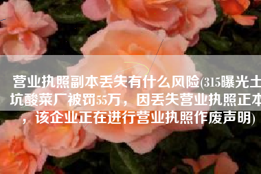 营业执照副本丢失有什么风险(315曝光土坑酸菜厂被罚55万，因丢失营业执照正本，该企业正在进行营业执照作废声明)