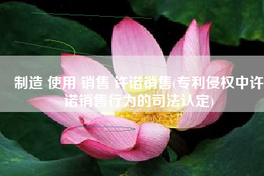 制造 使用 销售 许诺销售(专利侵权中许诺销售行为的司法认定)