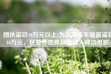 团伙盗窃10万元以上(为买摩托车砸窗盗窃10万元，民警外地抓获嫌疑人成功追赃)