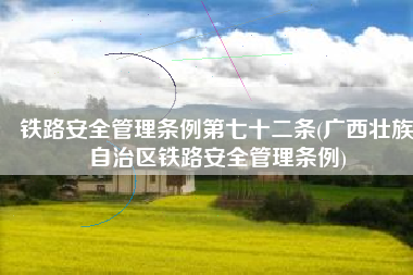 铁路安全管理条例第七十二条(广西壮族自治区铁路安全管理条例)