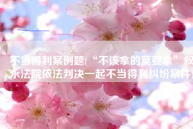 不当得利案例题(“不该拿的莫要拿”叙永法院依法判决一起不当得利纠纷案件)
