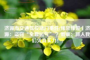 济源市交通驾校堵门事件(豫见豫警丨济源：盗窃“全靠运气” ？蜀黍：抓人我们凭真实力！)