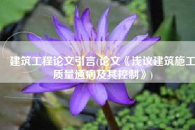 建筑工程论文引言(论文《浅议建筑施工质量通病及其控制》)