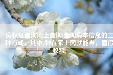 房权证查询网上查询(查询房本信息的三种方式，其中2种在家上网就能查，值得收藏)