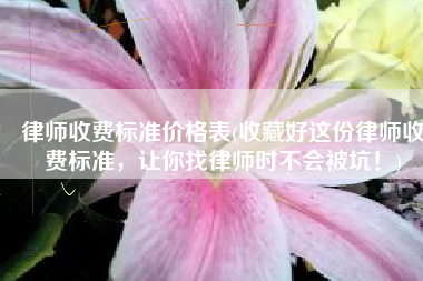 律师收费标准价格表(收藏好这份律师收费标准，让你找律师时不会被坑！)