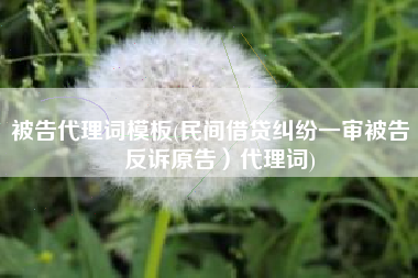被告代理词模板(民间借贷纠纷一审被告（反诉原告）代理词)