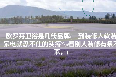 欧罗芬卫浴是几线品牌(一到装修入软装家电就忍不住的头疼?\n看别人装修有条不紊，)