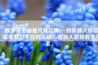 欧罗芬卫浴是几线品牌(一到装修入软装家电就忍不住的头疼?\n看别人装修有条不紊，)
