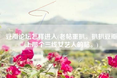 豆瓣论坛怎样进入(老帖重扒。扒扒豆瓣上那个三线女艺人的贴。)