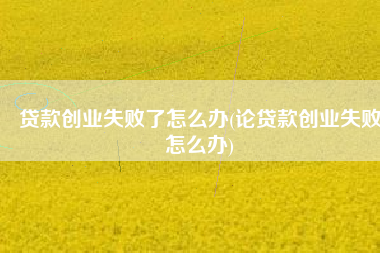 贷款创业失败了怎么办(论贷款创业失败怎么办)