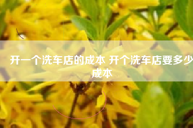 开一个洗车店的成本 开个洗车店要多少成本