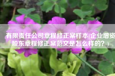 有限责任公司章程修正案样本(企业增资股东章程修正案范文是怎么样的？)
