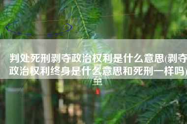 判处死刑剥夺政治权利是什么意思(剥夺政治权利终身是什么意思和死刑一样吗)