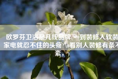 欧罗芬卫浴是几线品牌(一到装修入软装家电就忍不住的头疼?\n看别人装修有条不紊，)