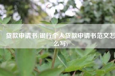 贷款申请书(银行个人贷款申请书范文怎么写)