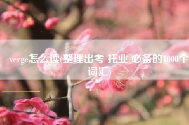 verge怎么读(整理出考 托业 必备的1000个词汇)