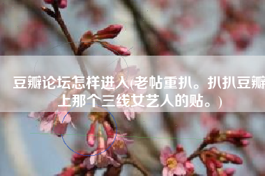 豆瓣论坛怎样进入(老帖重扒。扒扒豆瓣上那个三线女艺人的贴。)