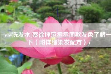 ebv洗发水(蔡徐坤范丞丞同款发色了解一下（附详细染发配方）)
