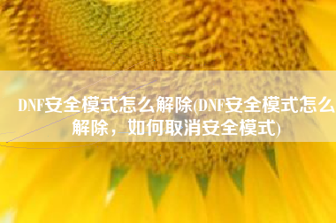 DNF安全模式怎么解除(DNF安全模式怎么解除，如何取消安全模式)
