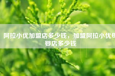 阿拉小优加盟店多少钱，加盟阿拉小优母婴店多少钱